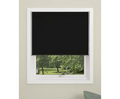 DEBEL 100Â x 175Â cm 100% Polyester Uni Store Enrouleur occultant avec Fond en Aluminium Bar, Noir Parent, Noir, 100 x 175 cm