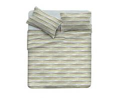 Italian Bed Linen cl-em-Onda verde-2p Complet lit Sac Emotion et taies doreiller, Coton, Imprimé, Double, 300 x 250 x 1 cm