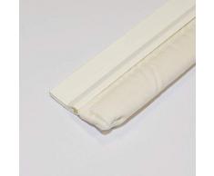 CONFORTEX 14015 Bas de Porte ADHESIF en PVC avec Un Mini Boudin en Textile, Blanc, 100cm x 1cm x 5cm