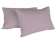 Italian Bed Linen Max Color Couple De Taies D’Oreiller, 100 % Coton, Rose poudré, 52x82cm