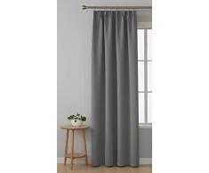 Deconovo Rideau Occultant Chambre Galon FronceurThermique Anti Chaleur FenÃªtre IntÃ©rieur Cuisine Salon Balcon 1 Pcs, Tissu, Gris Clair, 140x175cm