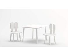 Ensemble Table et chaises Rectangle pour Enfant 3 piÃ¨ces Bunny Blanc