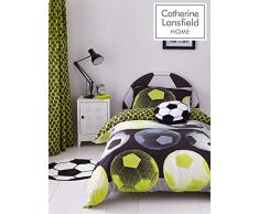 Catherine Lansfield Parure de lit Entretien Facile Motif Football Jaune Fluo, Jaune, Simple