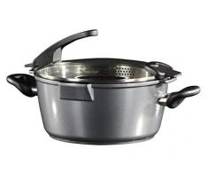 STONELINE Future Faitout avec Couvercle Passoire en Verre 28Â cm Convient pour Les plaques Ã Induction