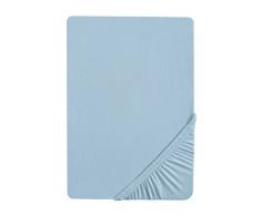 Biberna 77144 Drap housse en jersey stretch, selon Oeko-Tex Standard 100, env. 140 x 200 cm à 160 x 200 cm, Bleu