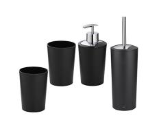 Kela Set de Salle de Bain Marta, 4 PiÃ¨ces, 1 Distributeur Ã savon - 2 Gobelets - 1 Brosse WC, Plastique 390218, Noir
