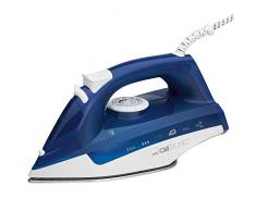 Clatronic Centrale vapeur à 7 fonctions avec semelle spéciale en acier inoxydable - Réglage continu de la température, fonction de nettoyage automatique commutable. Bleu foncé/blanc.