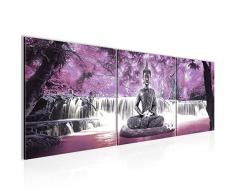 Tableau decoration murale Cascade de Bouddha 120 x 40 cm - XXL Impression sur Toile Salon Appartment 3 Parties - prÃªt Ã accrocher - 503533c