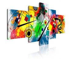 Dekoarte 438 - Tableau moderne sur toile montÃ© sur cadre en bois 5 piÃ¨ces , style Kandinsky, 180x85cm