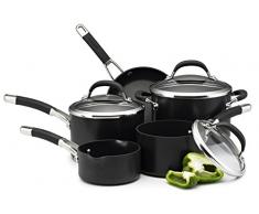 Circulon Premier Professional Ensemble de 5 - 4 casseroles et poÃªle Ã frire, Garantie Ã vie, AntiadhÃ©sif, Couvercles en verre, en Aluminium anodisÃ© dur, Passe Ã linduction/four - Noir