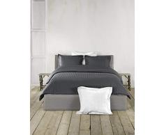 De Witte Lietaer Parure Zygo Ebony Housse de Couette + 2 Taies dOreiller avec Volant Coton Peigné Gris Foncé 260 x 220 cm