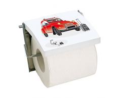 MSV 140823 Porte Rouleau Papier WC 2CV MDF/Inox Blanc ImprimÃ© 4 Faces 134x22x116mm