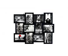 Rebecca Mobili Tableau Cadre Photo Noir, Collage Photos 12 Photos, Format 10x15, Accessoires de Decoration, MDF â Dimensions: 47 x 60 x 2 cm (HxLxL) - Art. RE4064