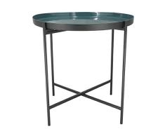 Pirouette Paris - Table dAppoint Ronde en MÃ©tail ÃmaillÃ© Bleu Ã 54 x 51 cm