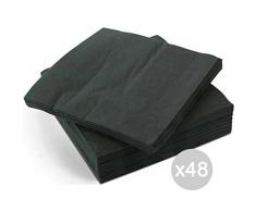 Soft Flower Set de 48 Serviettes 33 x 33 Soft FL Noir X50 colorées, Accessoire pour la Cuisine et la Table