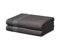 AmazonBasics Everyday Serviettes de toilette - 2 serviettes de bain, Gris froid