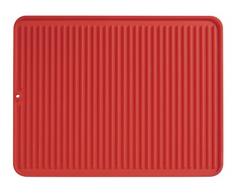 iDesign Ã©gouttoir Ã vaisselle, grand tapis Ã©gouttoir en silicone, tapis Ã©gouttoir vaisselle rainurÃ© pour sÃ©chage des couverts et assiettes, rouge