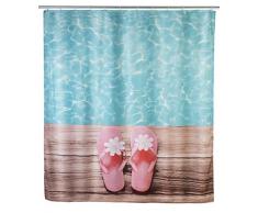 Wenko 22191100 Hawaii Rideau de Douche Polyester Chromé 22,8 x 2,8 x 37,5 cm