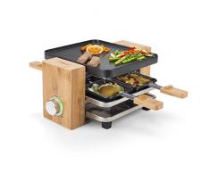 Princess Pure Raclette avec 4 Corps pour 4 poÃªlons bambou naturel Bois 700 W