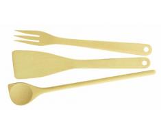 Tescoma Set 3 piÃ¨ces avec cuillÃ¨re, spatule et fourchette de cuisine en bois