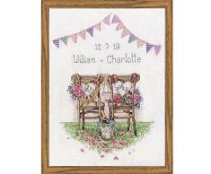 Design Works Chaises de Mariage Kit de Point de Croix, Coton, Multicolore, 23Â x 30Â x 0.1Â cm