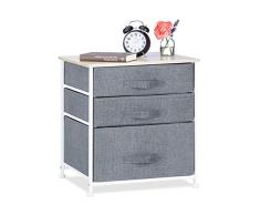 Relaxdays 10023328_491 Meuble rangement 3 commode Ã©tagÃ¨re tiroir tissu HxlxP: 53 x 48 x 40 cm, gris, Variante C