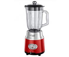Russell Hobbs 25190-56 Mixeur Blender Electrique 1,5L Retro, Bol Gradué, Lames Acier Inoxydable Amovibles, 3 Vitesses, Puissant, Design Vintage - Rouge