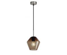 Briloner Leuchten - Suspension avec verre pentagonal brun, base nickel mat, E27, max. 40 W avec cÃ¢ble textile - Longueur : 1,20 m