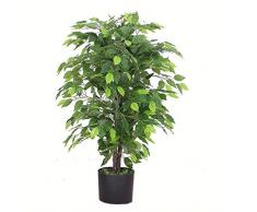 Leaf LEAF-7088 Design UK Pot de Fleurs Artificiel en Plastique Noir 90 cm, 90cm Bushy Ficus Tree