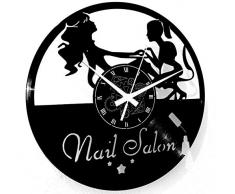 Horloge Murale en Vinyle Cadeau Fait Main DÃ©corations Pour la Maison Home Office Salon de beautÃ© pour les ongles