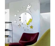 Walplus (TM) intÃ©rieur DÃ©coration fÃ©e Clochette avec Ã©toiles Miroir Mural Rond dintÃ©rieur rÃ©flexion