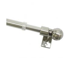 GARDINIA Tringle à rideau de café, 2 supports et matériel de fixation à visser inclus, Barre extensible, Diamètre: 8/10 mm, Longueur: 60-100 cm, Effet inox