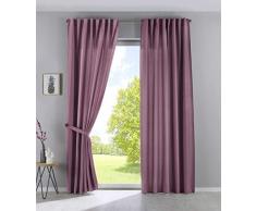 Gardinenbox Cationic JENA Lot de 2 Rideaux Opaques Aspect Lin avec embrasses 100% Polyester Rose Vieilli 250 x 140 cm