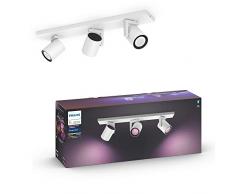 Philips Hue White & Color Ambiance Spot Argenta x3 Blanc Compatible Bluetooth, Fonctionne avec Alexa