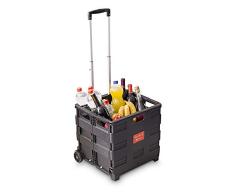 Relaxdays 10013399 Pliable jusquà 35 Kg Chariot de Shopping avec roulettes, Noir