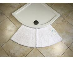 Cazsplash Petit Tapis de Douche Arrondi en Quart de Cercle, Microfibre, Blanc, Taille M
