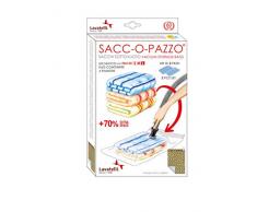 Kanguru SACC O Pazzo Lot de 2 Sacs Large 70 x 120 cm Housse de Rangement sous Vide pour Gagner Espace Armoire, Valise pour Vêtements, Oreillers, Couettes et couvertures, PVC, Transparent