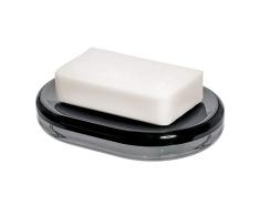 iDesign 28877EU, Porte Ovale en Plastique pour la Salle de Bain ou la Cuisine, Support Savon pour Douche, lavabo ou Ã©vier avec Orifice dÃ©vacuation intÃ©grÃ©, Noir, 14, 1 cm x 10, 0 cm x 2, 4 cm