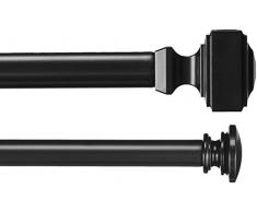 AmazonBasics Tringle à rideau double avec embouts carrés 2,54 cm, de 1,83 à 3,65 m, Noir