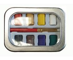 Pocket Boîte à aquarelle en métal avec 8 couleurs et pinceaux, format pratique, idéal pour les artistes en plein air