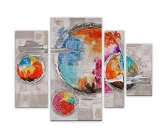 Arte Dal Mondo AS385QX1 PlanÃ¨tes Tableau Abstrait Peint Ã la Main sur Toile avec Chassis, Acrylique, Multicolore, 80x109x3,5 cm