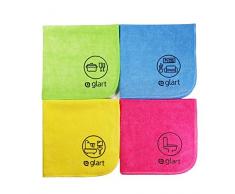 Lot de 4 chiffons Glart en microfibres 40 x 40 cm chiffons universels mÃ©nage cuisine toilette salle de bain maison jardin bureau
