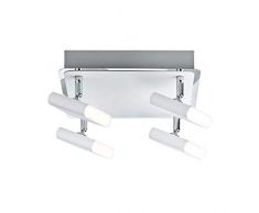 Paulmann 66637 Spots Launcher 4x4,5W, Blanc brossÃ©/ Chrome, 230V, MÃ©tal