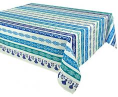VENT DU SUD Nappe enduite CUZCO Turquoise 160 x 200, Coton, 160 x 200 cm
