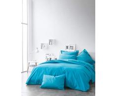 Today 201708 Taie doreiller a volant plat, Bleu (Mer du Sud), 75x75 cm