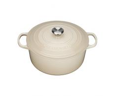 Le Creuset, Cocotte Signature en Fonte Ãmaillée avec Couvercle, à 24 cm, Ronde, Compatible avec Toutes Sources de Chaleur (Induction Incluse), Capacité : 4.2 L, 4.305 kg, Crème