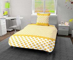 Soleil docre Pois Parure Housse de Couette, Polyester, Jaune, 140x200 cm