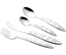 Esmeyer 101-077 Ensemble de 4 Couverts pour Enfant, Acier Inoxydable, Argent, 15,5 x 21 x 2,5 cm