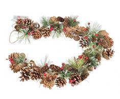 Guirlande de NoÃ«l avec pommes de sapin et 10 LED en blanc chaud 6 heures Fonction minuteur Fonctionne sur piles pour NoÃ«l, dÃ©coration, Ã©clairage dambiance, environ 1 m