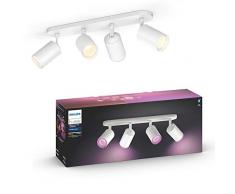 Philips Hue White & Color Ambiance Spot Fugato x4 Blanc Compatible Bluetooth, Fonctionne avec Alexa